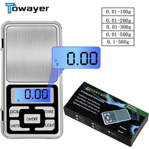Mini Pocket Digital Scale For Gold Sterling Silver Jewelry Scales Balance Gram Electronic Scales 100/200/300/ 500g x 0.01g/0.1g