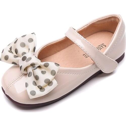 Girl Dress Shoes For Princess Little Girls Wedding Party Shoes Fashion Dot Bow Leather Black School Shoes Kids 10 To 12 Year Old