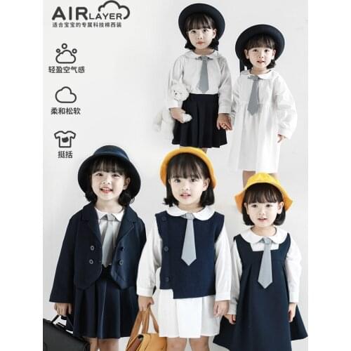 Girls' College Style Suit Jacket Autumn New Uniform Series Vest Dress Simple All-Match Sets