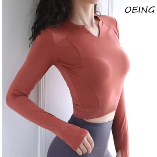 Fitness Workout Crop Top Long Sleeve Women Yoga Gym Seamless Push Up Shirts Running