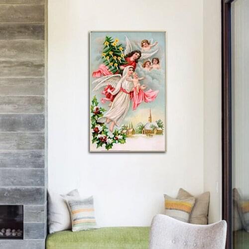 Flying Angel and Baby William Adolphe Portrait Famous Oil Painting on Canvas Art Posters Prints Wall Picture for Living Room