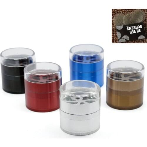 Hot 66x63mm 5 layer transparent lid pattern smoking herbal grinder tobacco cigarette grinder Pipe accessories