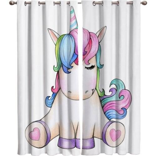 Cartoon Unicorn Cute Window Curtains Curtains for Living Room Decorative Items Living Room