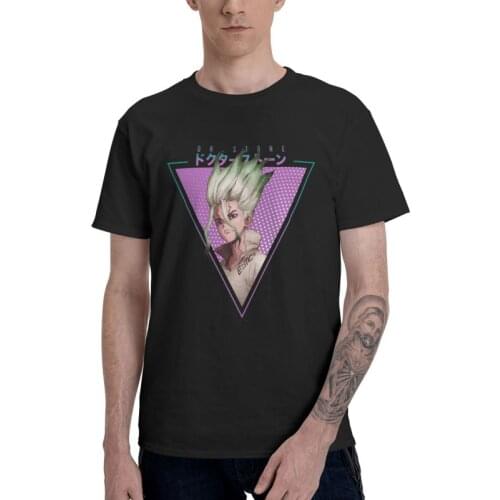 Male Dr Stone Senku Ishigami T-Shirt Fashion Japan Anime Manga Tshirt Short Sleeve Unique T Shirt Homme Cotton Tee Tops Gift