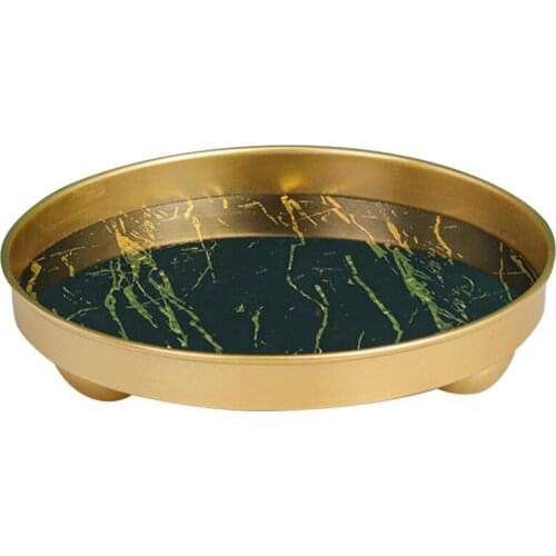 Nordic Light Luxury Iron Art Simple Marbled Metal Tray Cosmetics Jewelry Storage Tray Snack Tray Fruit Tray