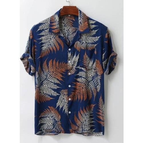 2021 Summer New Hawaiian Aloha Shirt Mens Colorful Short Sleeve Loose Buttons Bohemia Casual Shirt Holiday Vacation Clothing