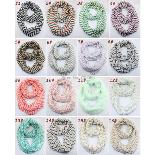 New infinity scarf circle scarf Wave Chevron Women and Teens Loop scarf 16 colors #3729