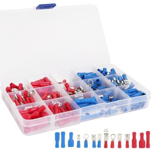 200Pcs Crimp Terminal Insulated Electrical Wire Connectors Insulated Male/Female Quick Disconnect Spade Terminals