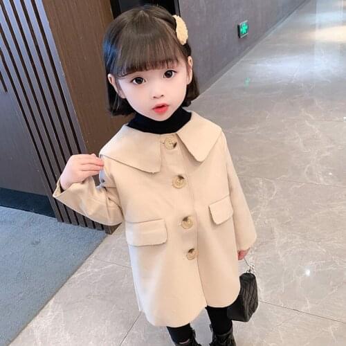 Coat For Girl Solid Color Girl Long Jacket Coat Casual Style Childrens' Jacket Spring Autumn Childrens Clothes For Girls