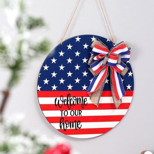 Patriotic Americana USA Rustic Wood Art Wall Front Door Display for Door Hangers Outdoor Farmhouse Restaurant Decoration