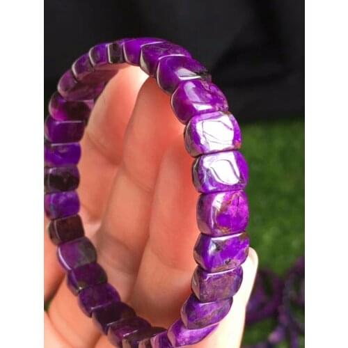 Genuine South African Natural Sugilite Bracelets For Women Female Stretch Crystal Rectangle Beads Bangle AAAAA Certificate