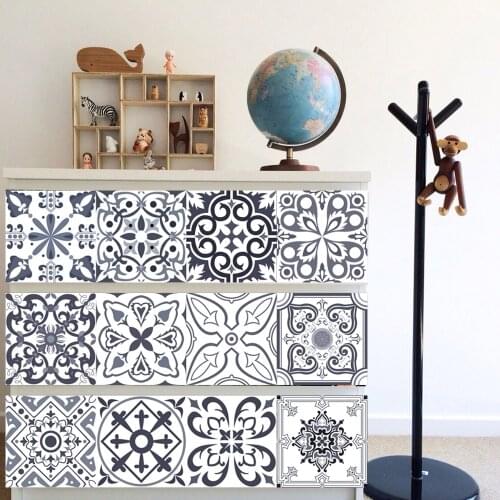 Retro Style Strip Ceramic Tiles Glossy Surface Wall Sticker Kitchen Backsplash Wardrobe Wallpaper Peel & Stick Art Wall Decals