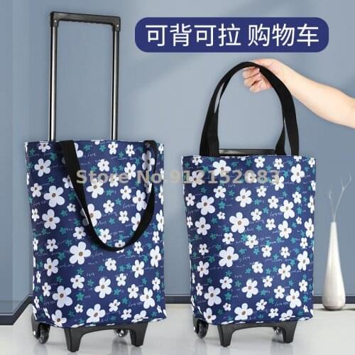 Grocery Cart Small Cart Household Folding Japanese Shopping Cart Trolley Cart Supermarket Trolley Trailer Portable Shopping Bag
