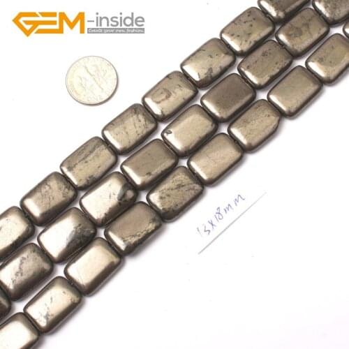 Rectangle Gray Pyrite Gem stone DIY Beads Jewelry Making Loose Beads Strand 15" Gem-inside