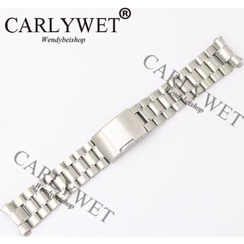 CARLYWET 16 18 20 22 24mm Silver Hollow Curved End Solid Links 316L Stainless Steel Watch Band Strap Bracelet For Omega