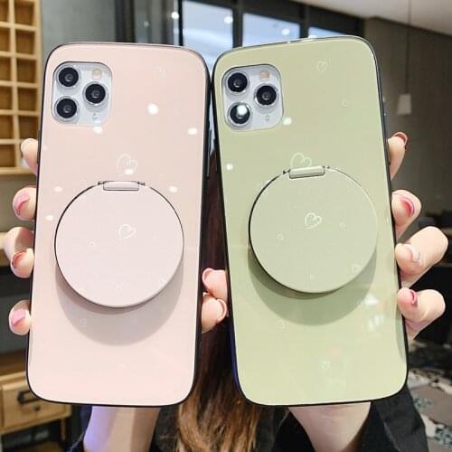 Luxury Cute Oval Heart-shaped Tempered Glass Phone Case For iPhone 12 11 Pro Max XSmax XR X SE 8 7 6 Plus Mirror Silicone Cover