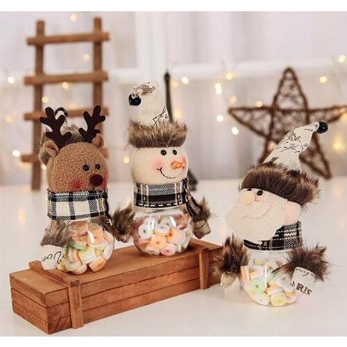 Christmas Candy Jar Storage Bottle Santa Claus Gift Bag Christmas Decorations for Home Xmas Sweet Box Kids Gifts Navidad 2022