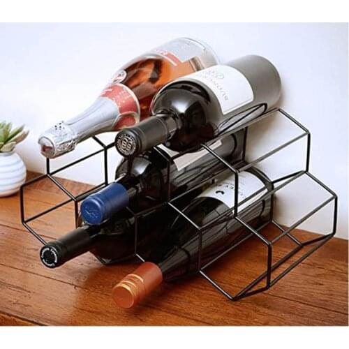 Modern Metal Honeycomb Wine Rack Wine Bottle Storage Beehive Tabletop Wine Rack Hexagon 9 Bottle Wine Holder Display
