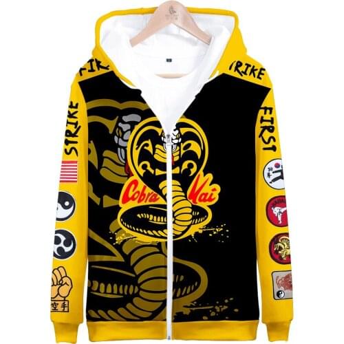 Hot Sale Cobra kai 3D Printed Zipper Hoodies Men/Women Long Sleeve Hooded Sweatshirt Cobra Kai Streetwear Zipper Coats