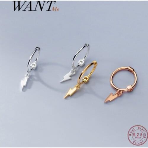 WANTME Genuine 925 Sterling Silver Punk Lightning Tassel Stud Earrings for Womne 2021 Fashion Korean Simple Party Jewelry Gift