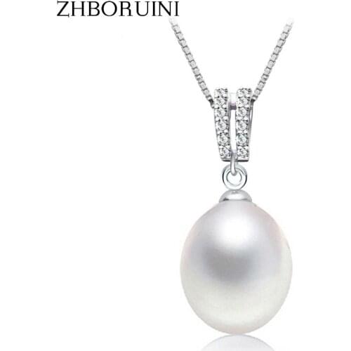 ZHBORUINI 2019 Pearl Necklace 925 Sterling Silver Jewelry For Women Drop Shaped Natural Freshwater Pearl Double Row Pendants