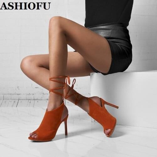 ASHIOFU 2020 New Real Photos Ladies High Heel Sandals Slingback Peep-toe Party Summer Shoes Sexy Evening Fashion Sandals Shoes