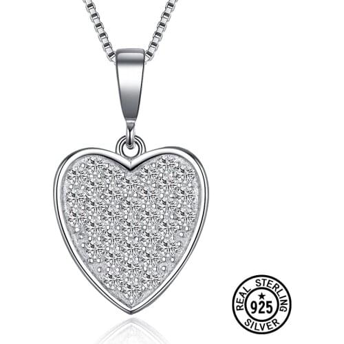 Real 925 Sterling Silver Pendant Micro Pave CZ Crystal Zirconia Fashion Delicate Heart Pendants For Women Jewelry Accessories