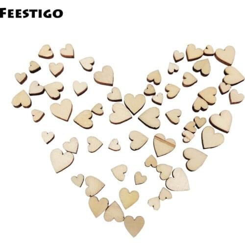 100pcs Mixed Rustic Wooden Love Heart Wedding Table Scatter Decoration Craft DIY Centerpieces Accessories Wedding Party Decor