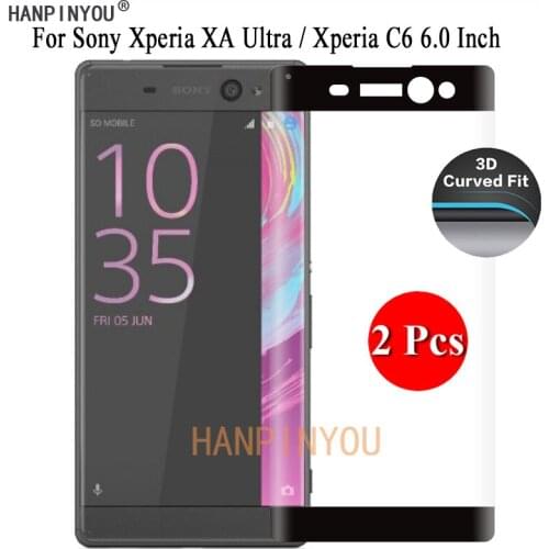 2Pcs For Sony Xperia XA Ultra / C6 F3211 6.0" 9H Ultra Thin 3D Curved Full Cover Screen Protector Tempered Glass Protective Film