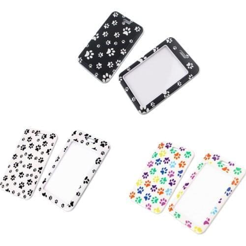 20pcs/lot BH1422 Blinghero Cartoon Dog Footprint ID Card Holder Name Credit Card Holder Neck Strap Card ID Holder Identity Badge