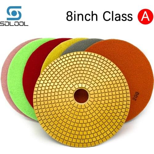 7pcs 8inch 200mm Class A Diamond Polishing Pad Dry/Wet Sanding Pad Abrasive Pad for Marble Granite