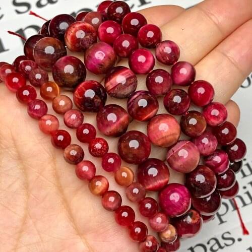 AAA+ Natural Stone Bicolor Pink Tiger Eye Beads Round Loose Spacer Gem Beads For Jewelry Making DIY Necklace Bracelet