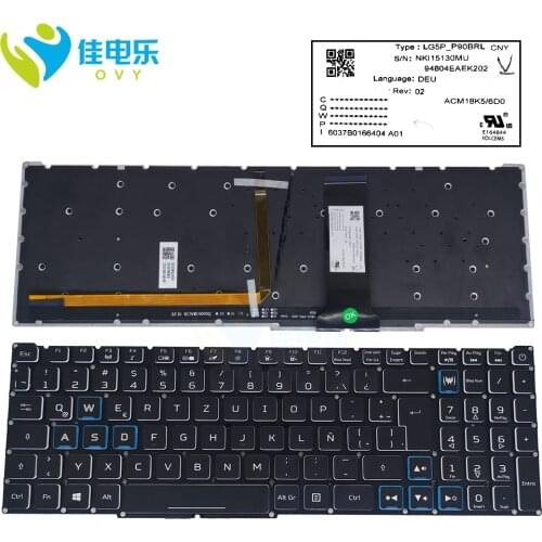 RGB LA Latin keyboard backlight For Acer Nitro 5 AN515-54 AN515-43 AN517-51 AN715-51 Gaming laptop keyboards Spain LG5P P90BRL