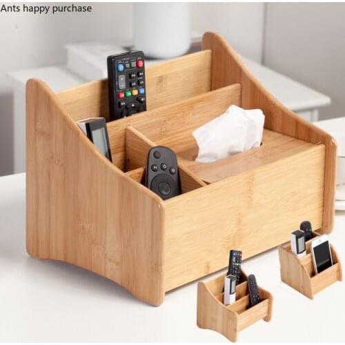 Bamboo Wood Remote Control Storage Box Living Room Office Desk Tea Set Entrance Key Sundries Finishing Box Tissue Box Storage