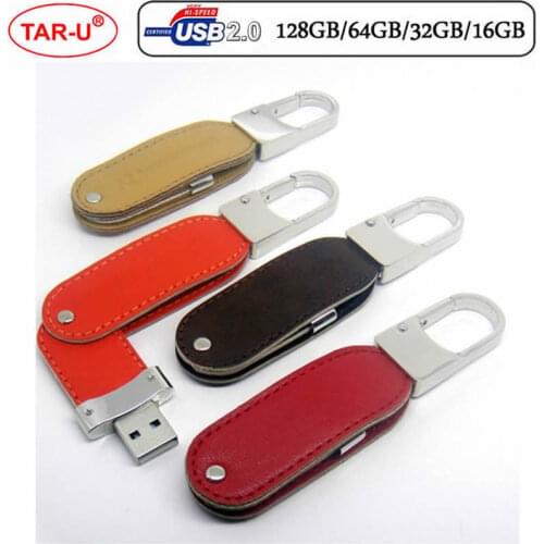 Leather USB2.0 Pen Drive 256GB 128GB USB Flash Drive 16GB 32GB 64GB Pendrive USB Stick with Keychain Flash Drive
