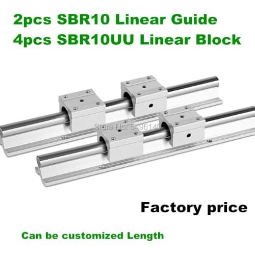 SBR linear rail 10mm SBR10 length 550 600 650 700 800 900 1000mm 2 pcs linear guide SBR10 + 4 pcs SBR10UU blocks for CNC
