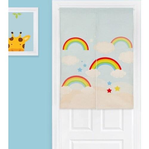 Cartoon Animal Linen Door Curtain Childrens Study Bedroom Tapestry Home Decor Kitchen Curtain
