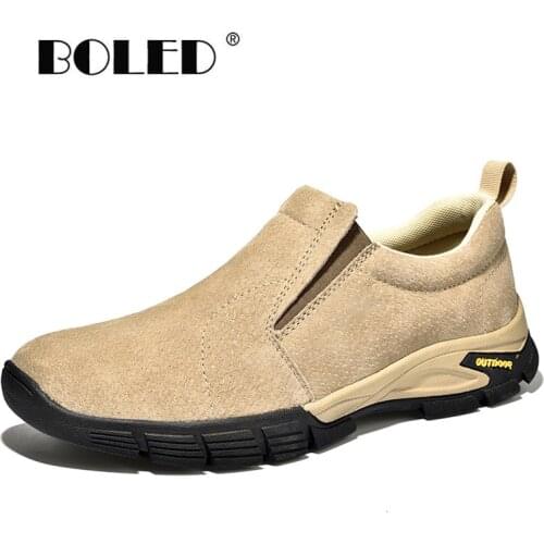 Handmade Men Shoes Suede Leather Slip On Outdoor Casual Flats Shoe Anti-skid Rubber Sole Shoes Men Zapatillas Hombre