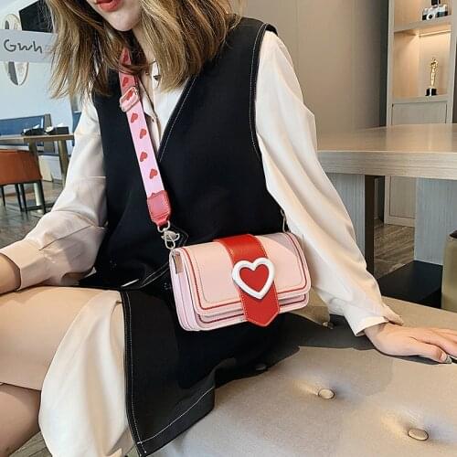 2020 new PU womens bag handbag pink love fashion female shoulder bag wild fashion crossbody bag