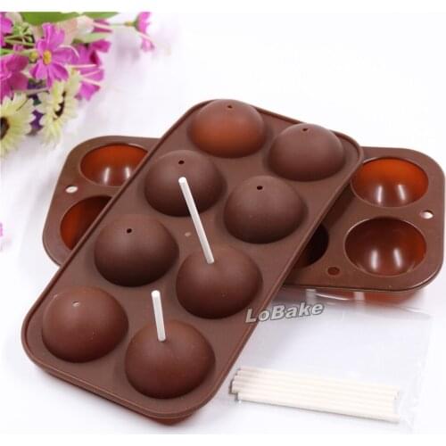 New 8 cavities 3D ball shape Silicone lollipop popsicle molds sweets and candy food bakeware cake mold pop tools