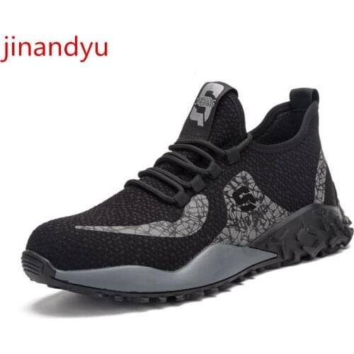 New Men Safety Shoe Boots Sneakers Steel Toe Safety Shoes Large Size 48 Construction Anti-puncture Sports Light Casual Shoes