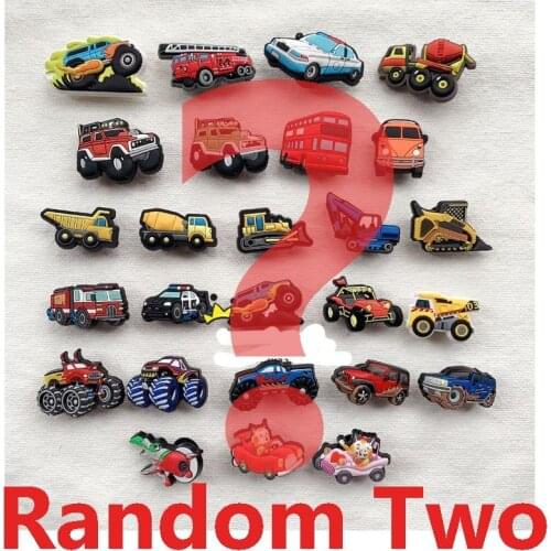 Geniune Cartoon Cars Shoe Charms Accessories Cute Dune Buggy SUV Tank Bus Shoes Buckle Sandals Decorations PVC Charms Kids Gift