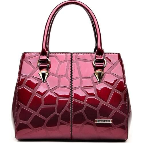 2020 autumn/winter new fashion womens bag casual lamination stone-print handbag lacquered stiletto womens bag
