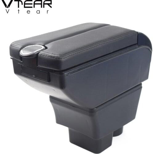 Vtear For Skoda Fabia car armrest leather arm rest usb interface storage box styling center console accessories decoration 2009