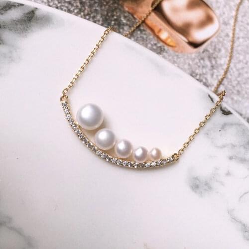 Fresh Water Pearls Necklace Sterling 925 Silver for Women Engagement Wedding Party Gifts Jewelry