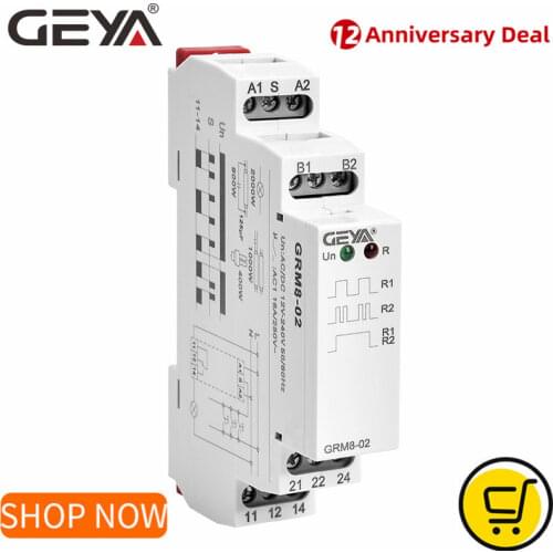 GEYA GRM8 Latching Relay Memory Relay SPDT 16A Step Relay AC230V OR AC/DC12-240V Impulse Relay 12V