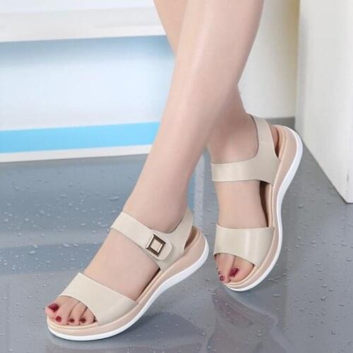 VKJF Shoes Woman Plus Size 35-40 Non-slip Slope Heel Increase Summer Flat Sandals Women Soft Sole Casual and Comfortable