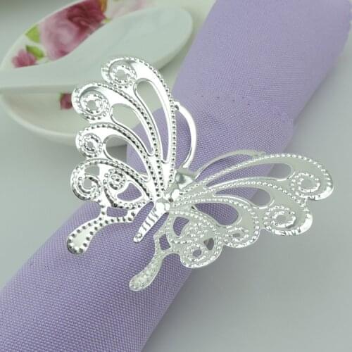 Silver Butterfly Napkin RingS wedding napkin holder Christmas Decoration Holiday table dinnerware medal ring for napkin