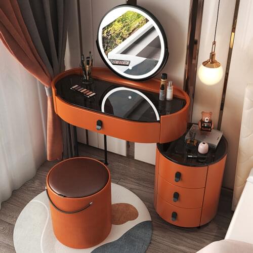 80CM 100CM Makeup Dressing Table with Mirror Light Marble Desktop Jewelry Makeup Organizer Drawers Bedroom Furniture Dresser