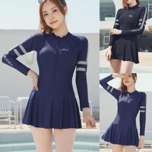 Surf One Piece Skirted Swimsuit Wet Suit Wetsuit Women Long-sleeved Snorkeling Clothes For Swimming Surfing Bodysuit Swimwear